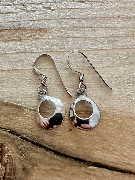 Modern Circle Shaped 925 Silver Earrings