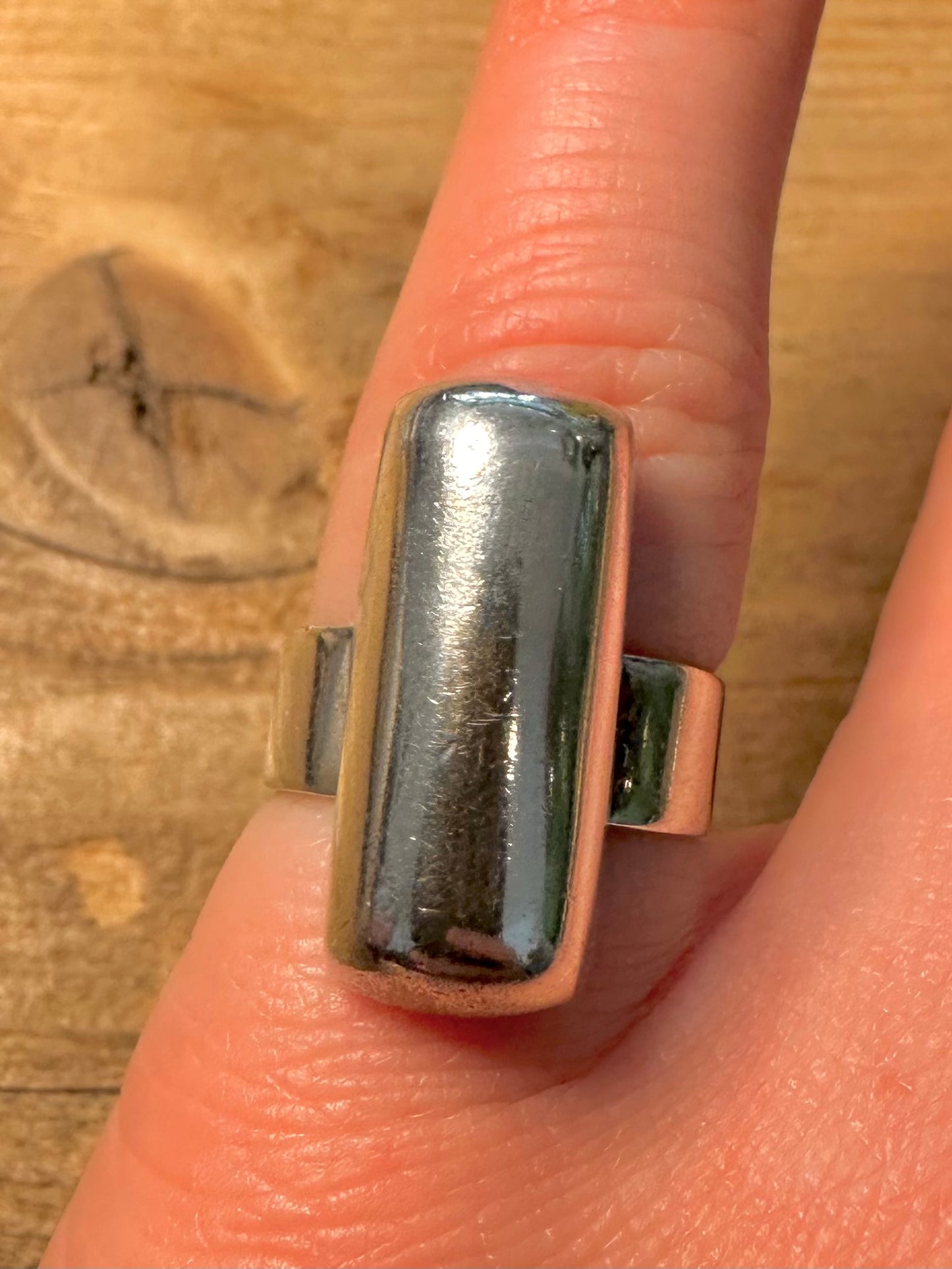 Abstract Bar Chunky Mexico 925 Silver Size M1/2 Ring