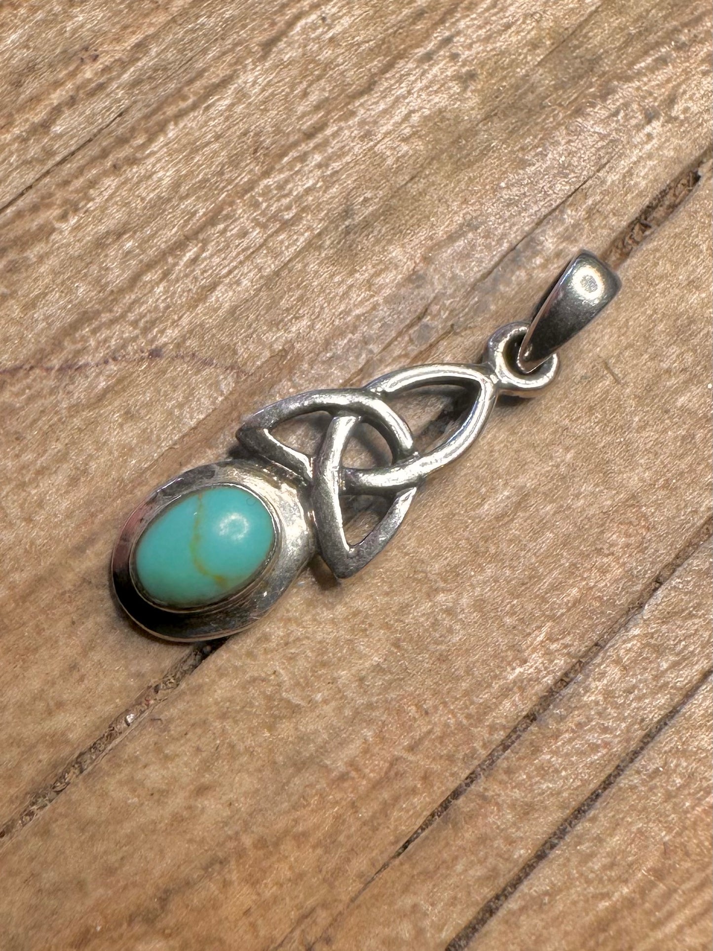 Vintage Celtic Turquoise 925 Sterling Silver Pendant