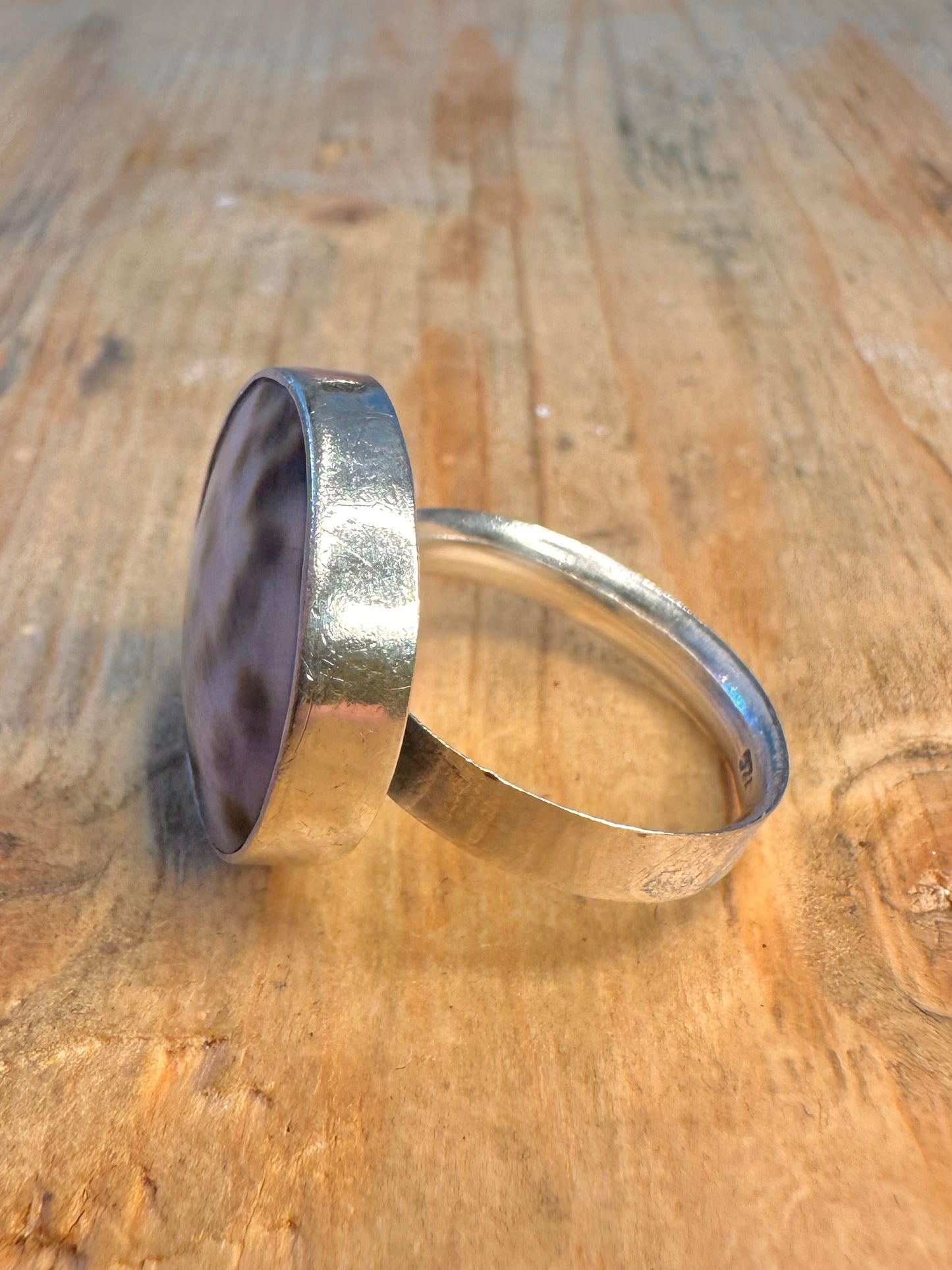Cowrie Shell Circle 925 Sterling Silver Size S Ring