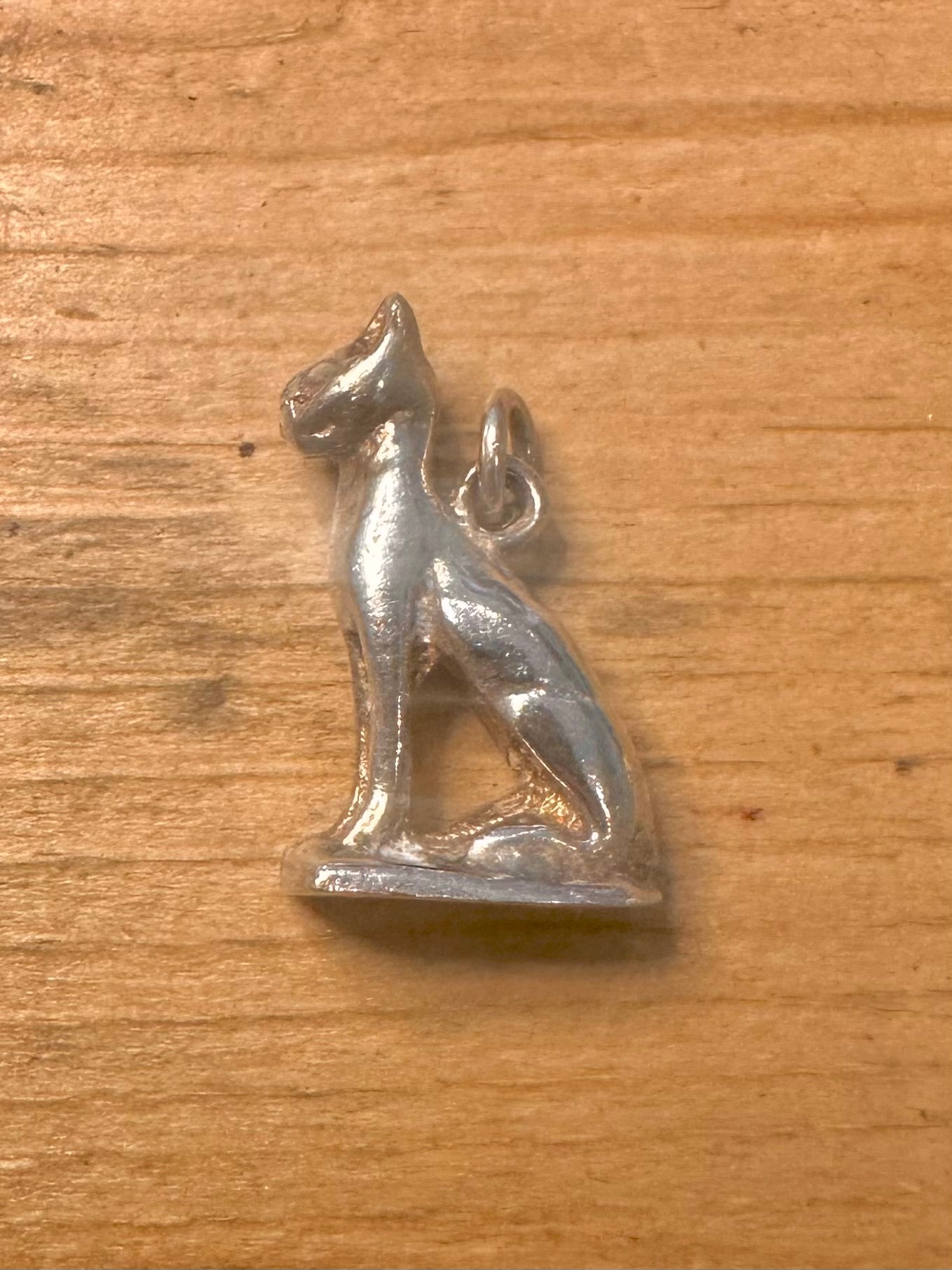 Vintage Bastet Cat 925 Silver Charm Pendant