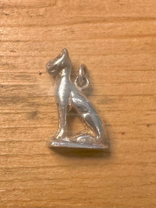 Vintage Bastet Cat 925 Silver Charm Pendant