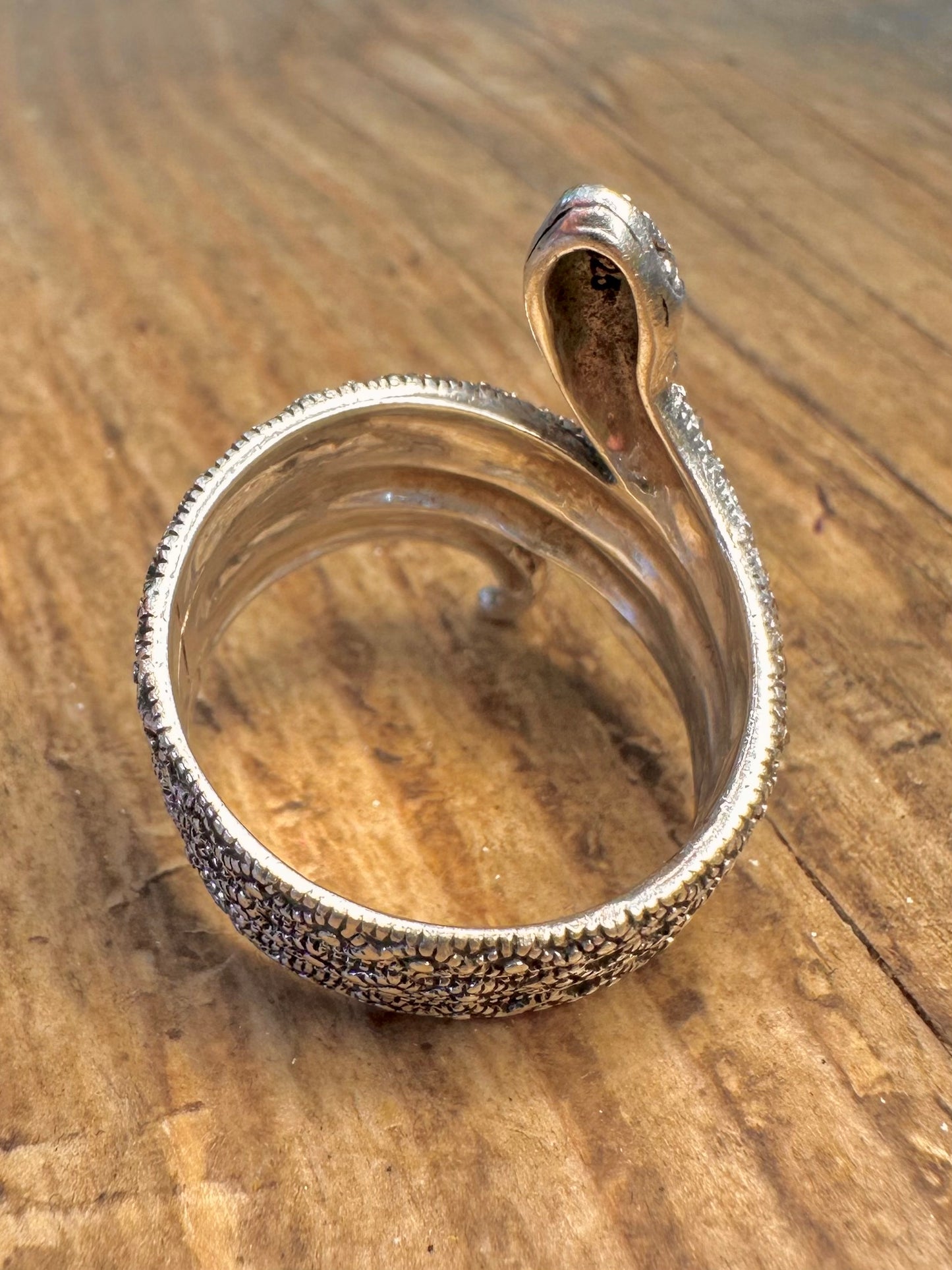 Schlangenförmiger Markasit 925er Sterlingsilber Ring Größe U