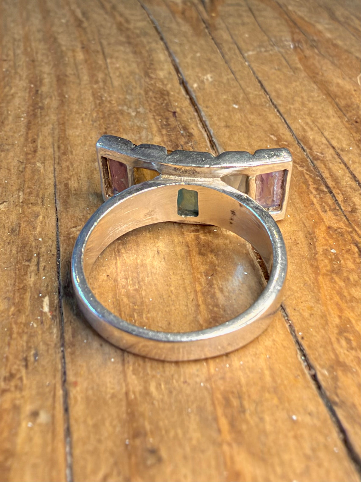 Multi Coloured Covered Stones 925 Sterling Silver Size O Ring
