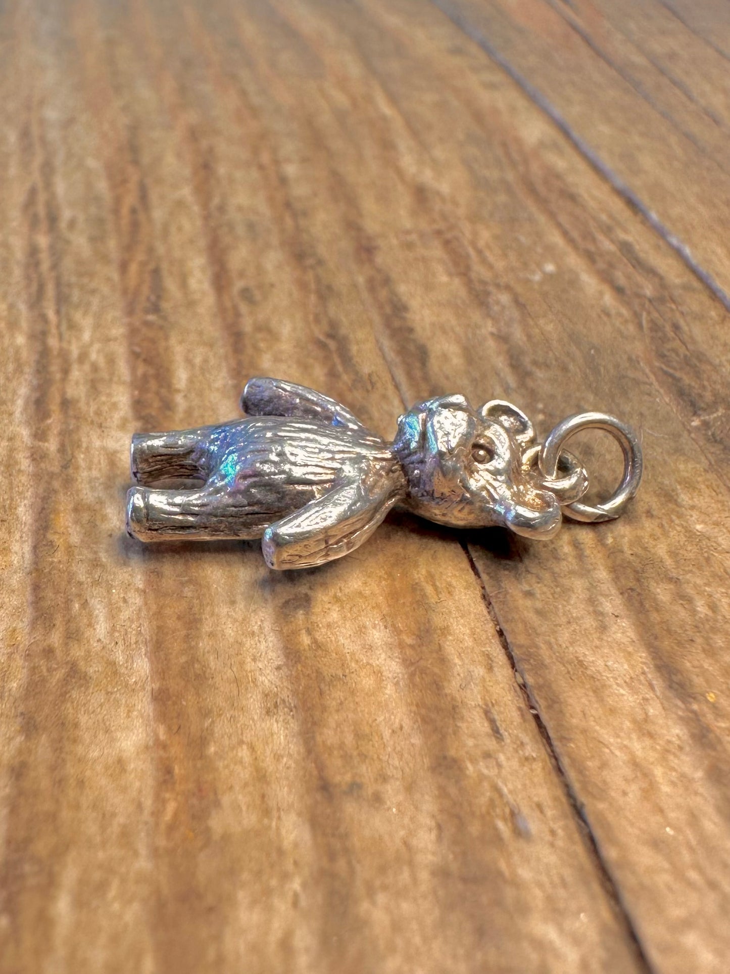 Teddy Bear Textured 925 Sterling Silver Charm Pendant