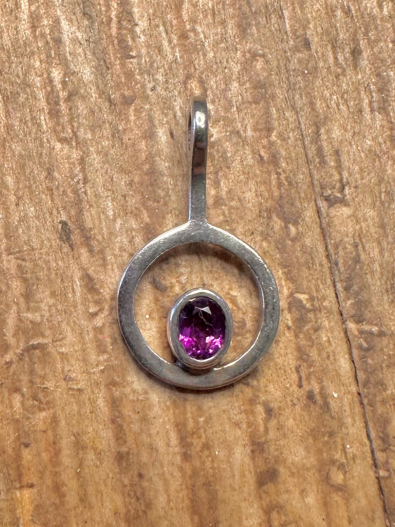 Amethyst 1981 Kreis 925 Sterlingsilber Anhänger