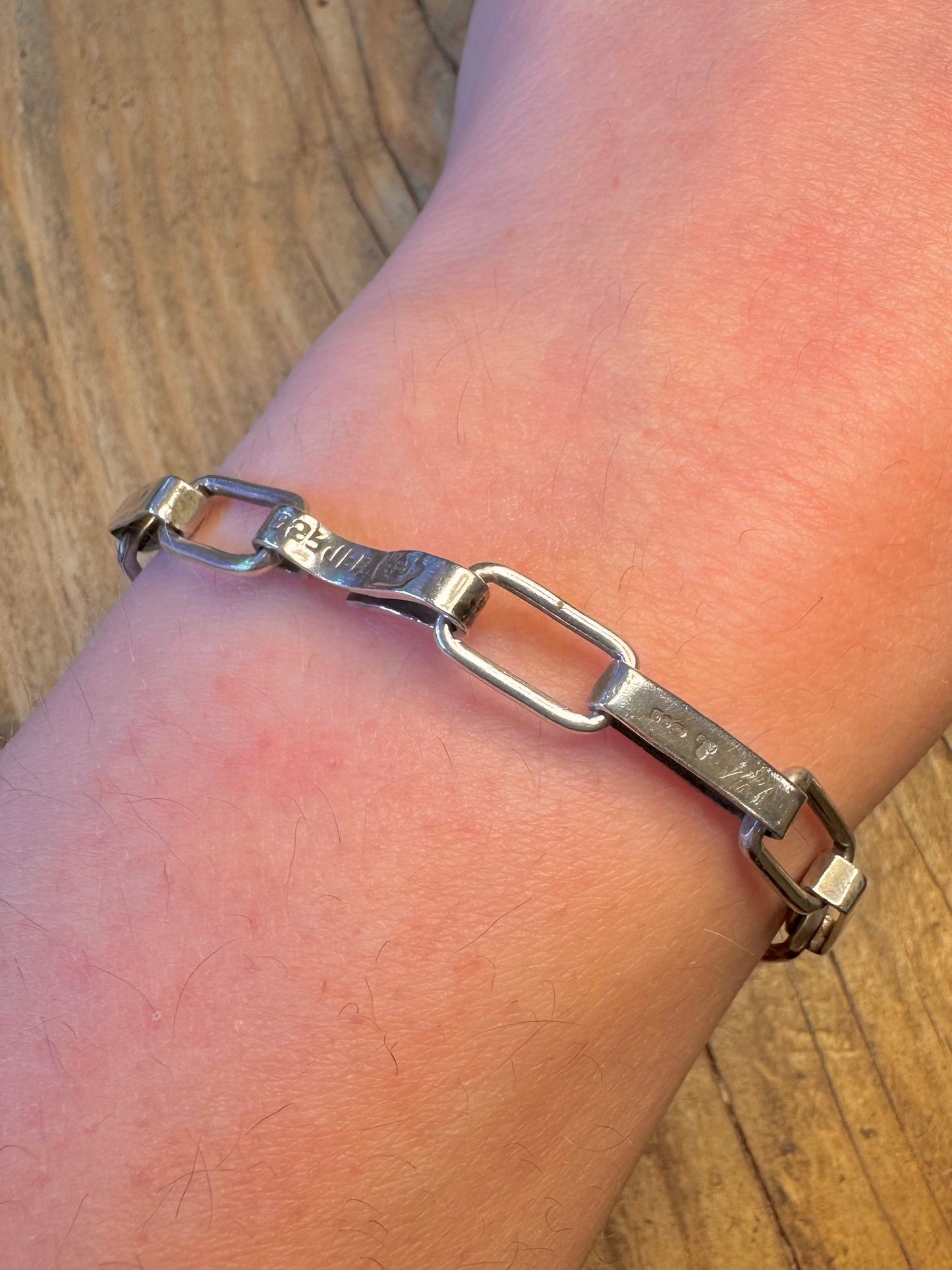Abstrakte 1977 Balken-Glied-Hakenverschluss Mexiko 925 Sterlingsilber 19,8 cm Armband