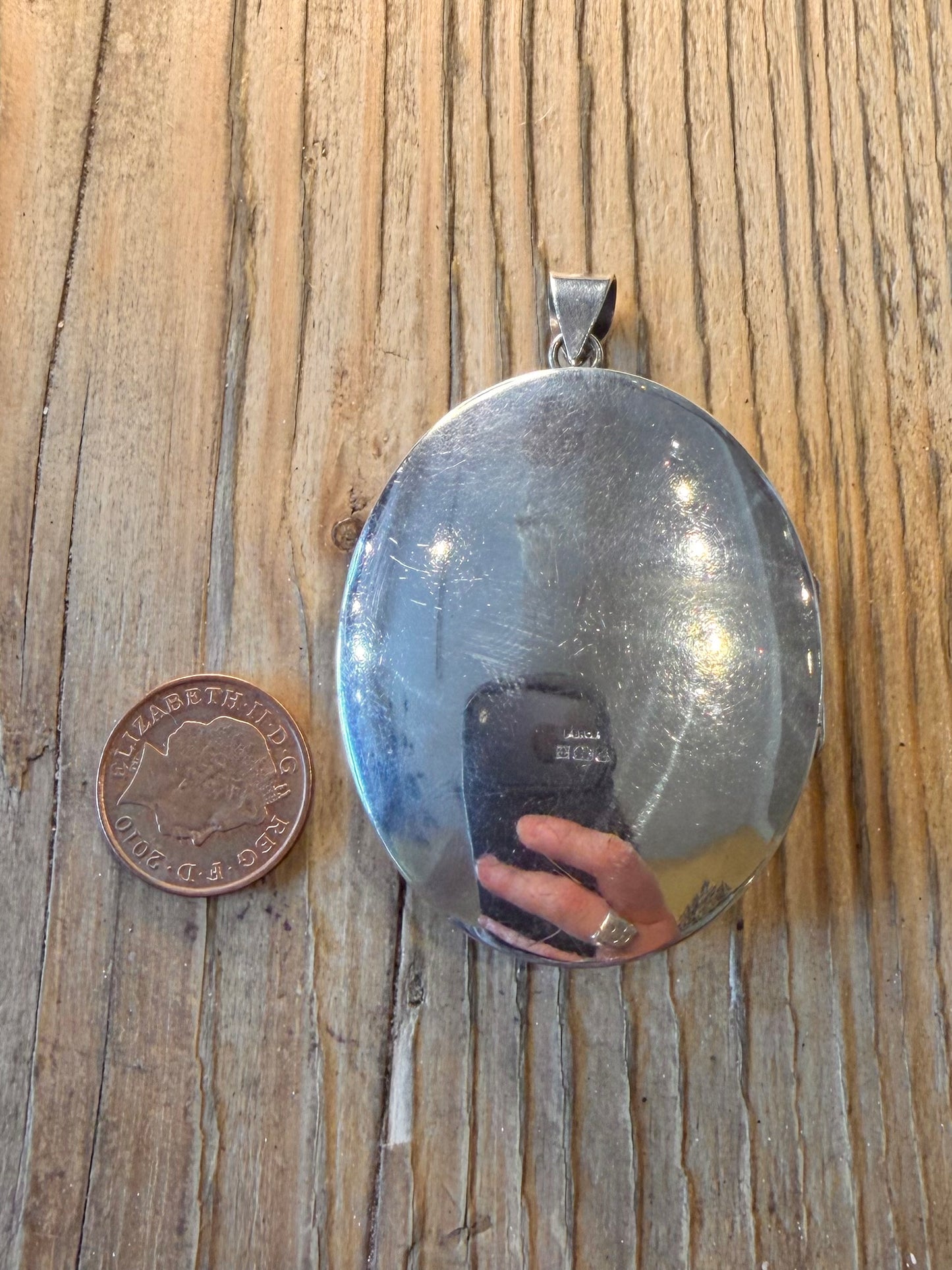 Large 1975 Engraved Floral And Swirl Oval Maker FBROs Locket 925 Sterling Silver Pendant
