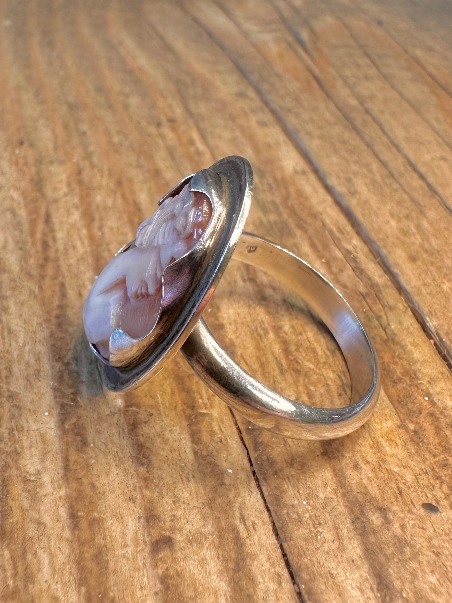 Cameo 1975 Cabochon 925 Sterling Silver Size O1/2 Ring