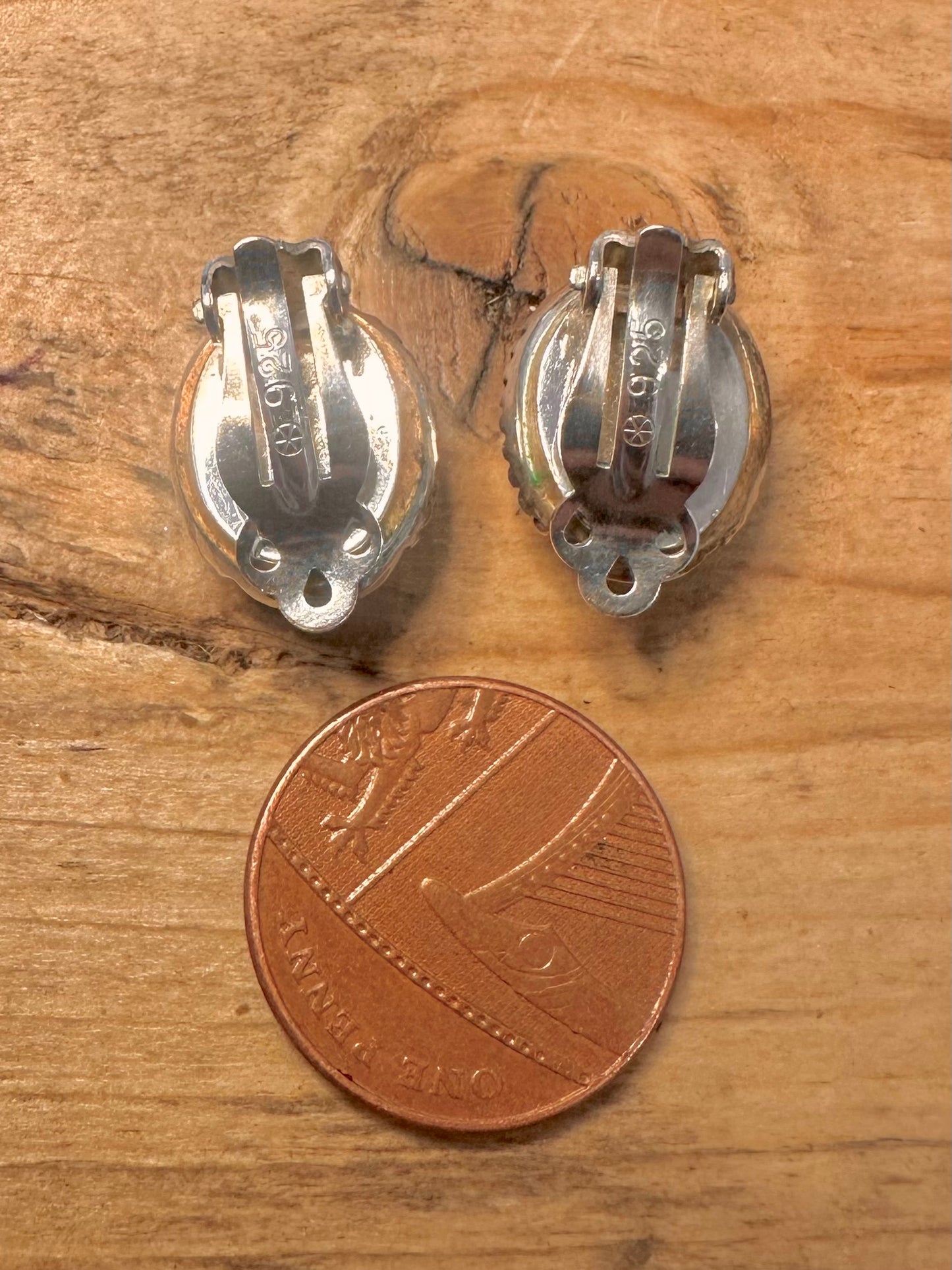 Vintage Opal Boho Clip On 925 Silver Earrings