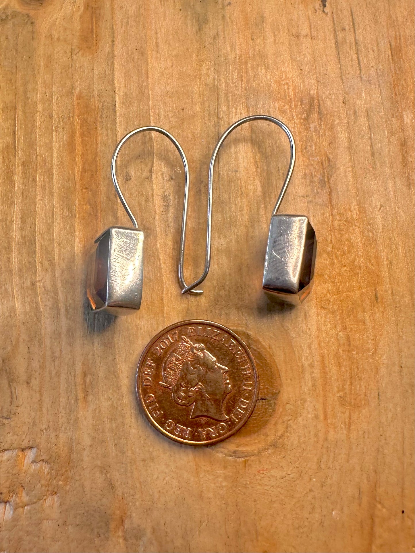 Square Cut Purple Stone 925 Sterling Silver Earrings