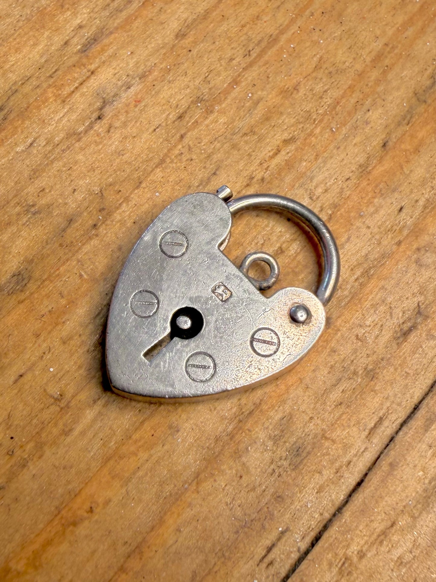 Heart Padlock 1966 London 925 Sterling Silver Pendant