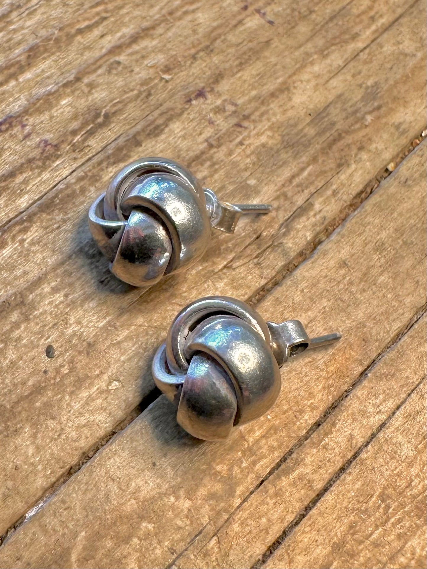 Chunky Heavy Knot Studs 925 Sterling Silver Earrings