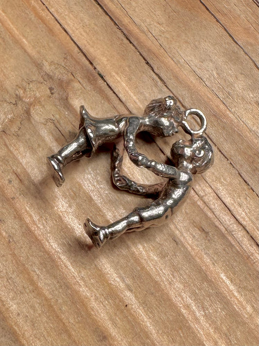 Vintage Boy and Girl 925 Sterling Silver Charm Pendant