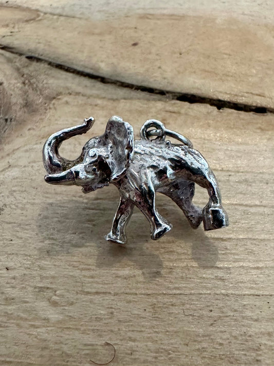 Vintage Elephant Solid 925 Silver Charm Pendant