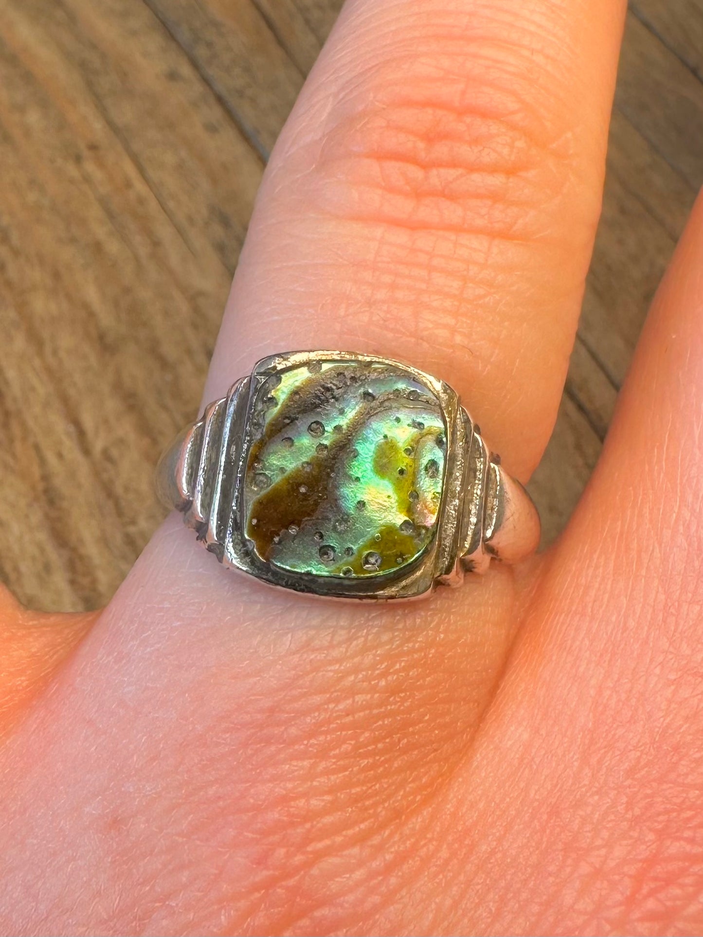 Abalone 1968 Siegelring 925er Sterlingsilber Größe Q