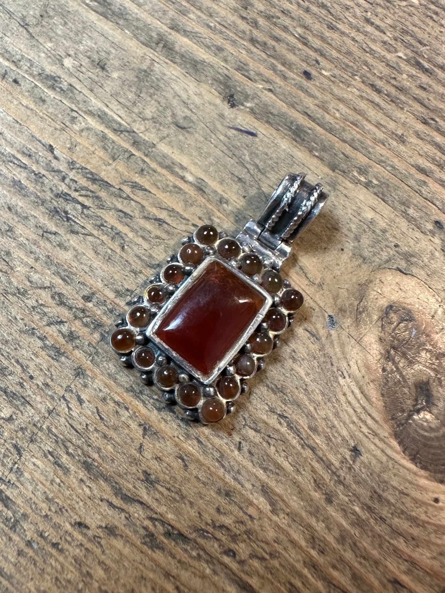 Vintage Carnelian Rectangle 925 Silver Pendant