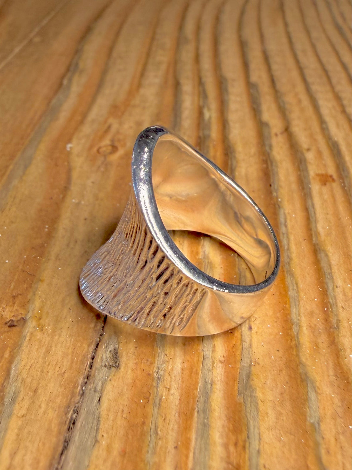 Wide Textured Heavy 925 Sterling Silver Size K1/2 Ring