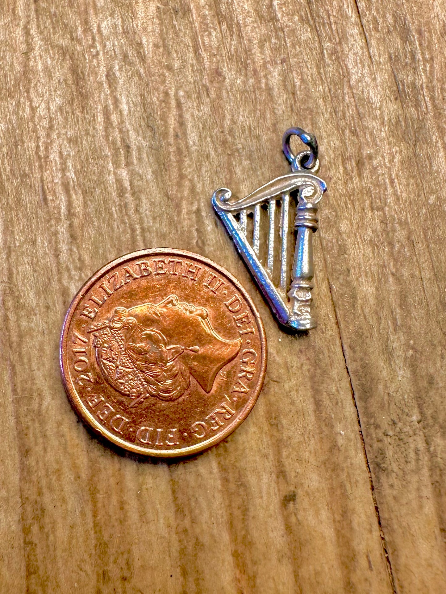 Keltische Irische Harfe 925 Sterling Silber Charm Anhänger
