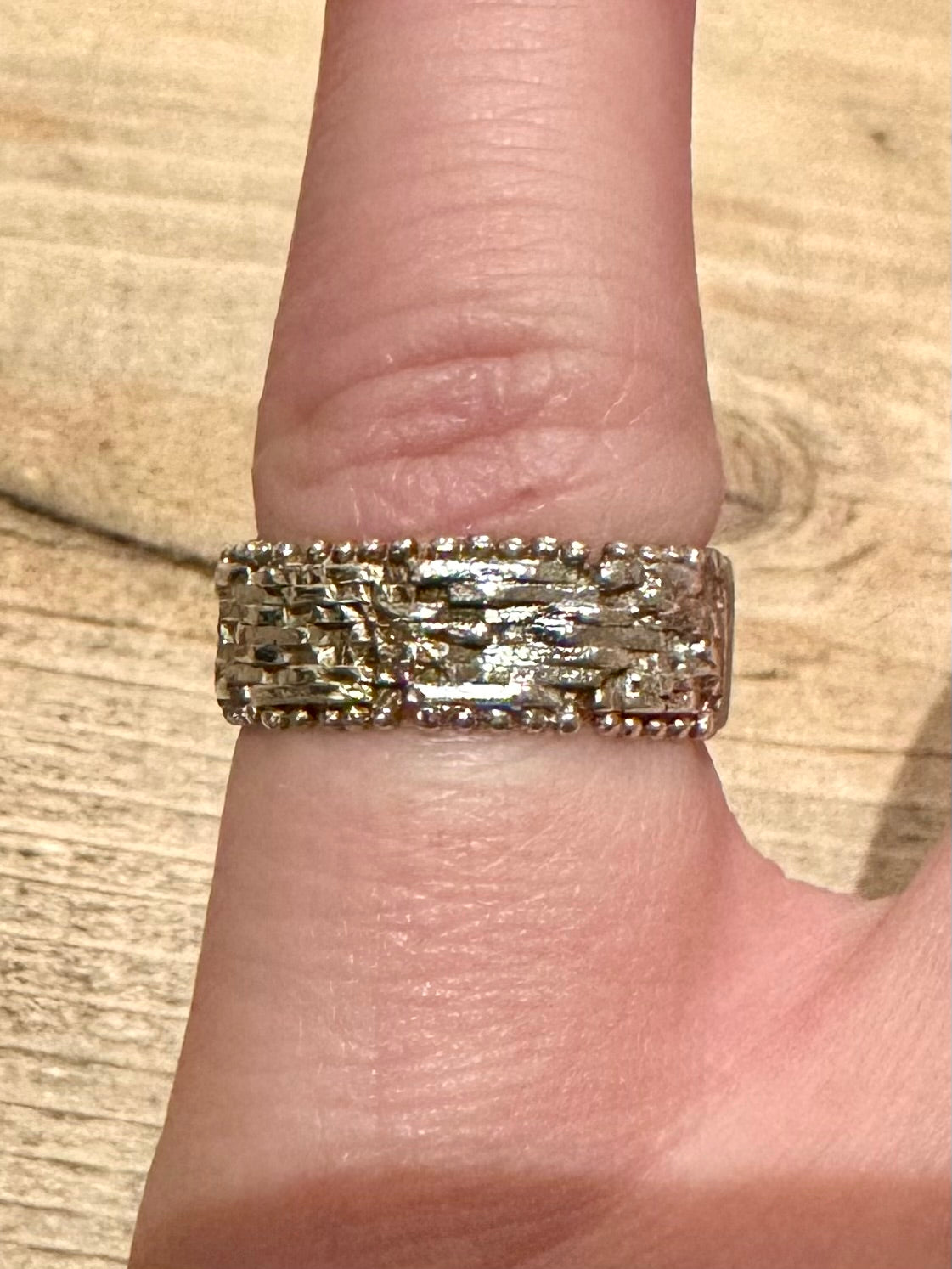 Vintage Woven Band 925 Silver Size J Ring