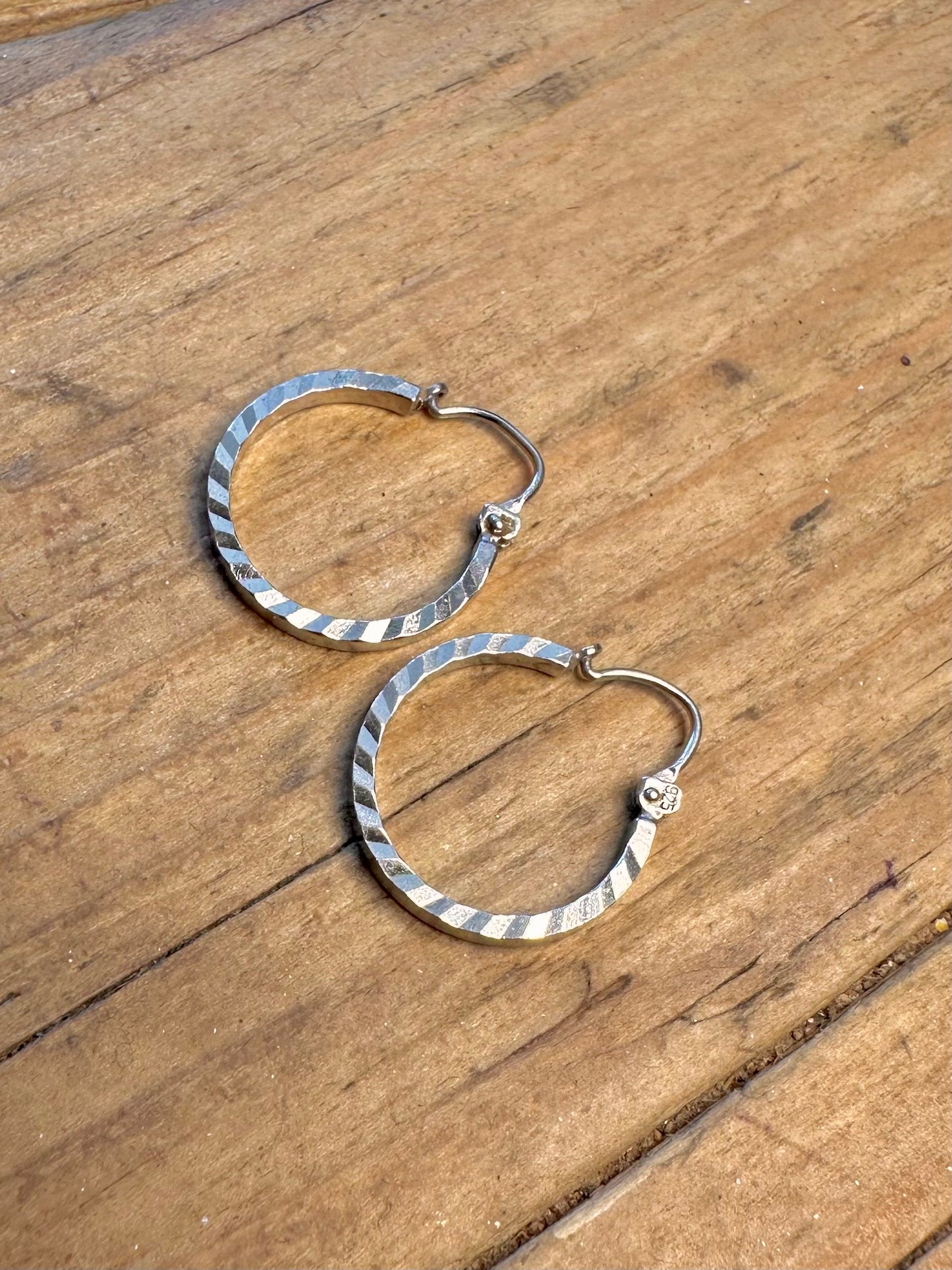 Diamond Cut Hoops 925 Sterling Silver Earrings