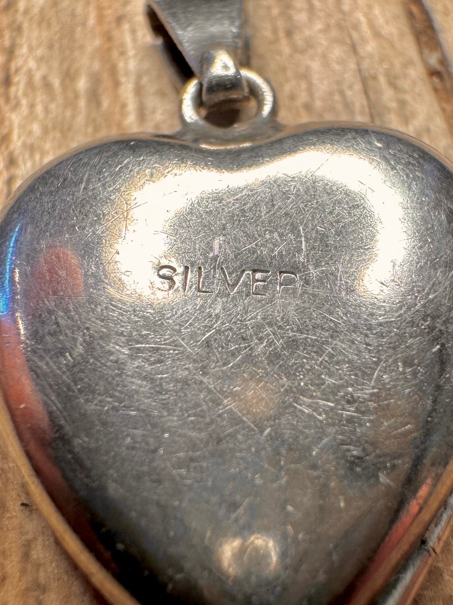 Vintage Engraved Heart Locket 925 Sterling Silver Pendant