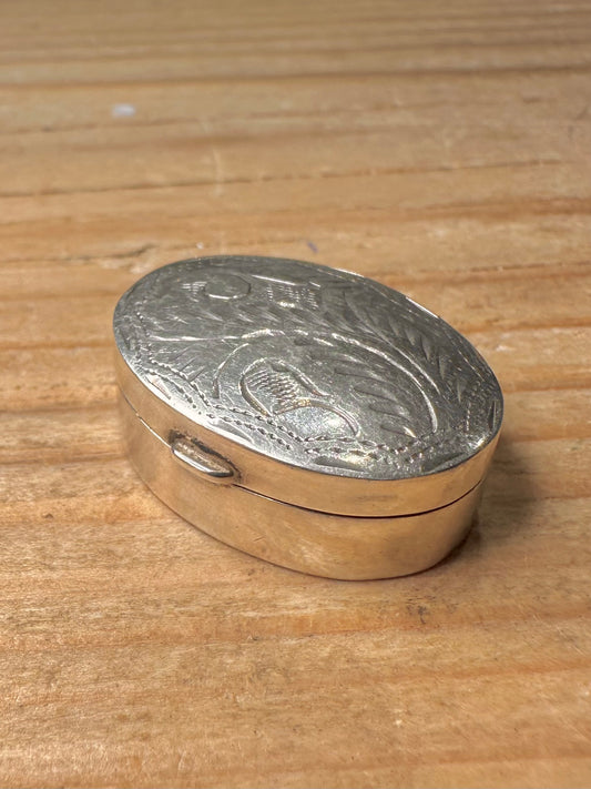 Vintage 1994 Engraved Pill Box 925 Sterling Silver Collectable