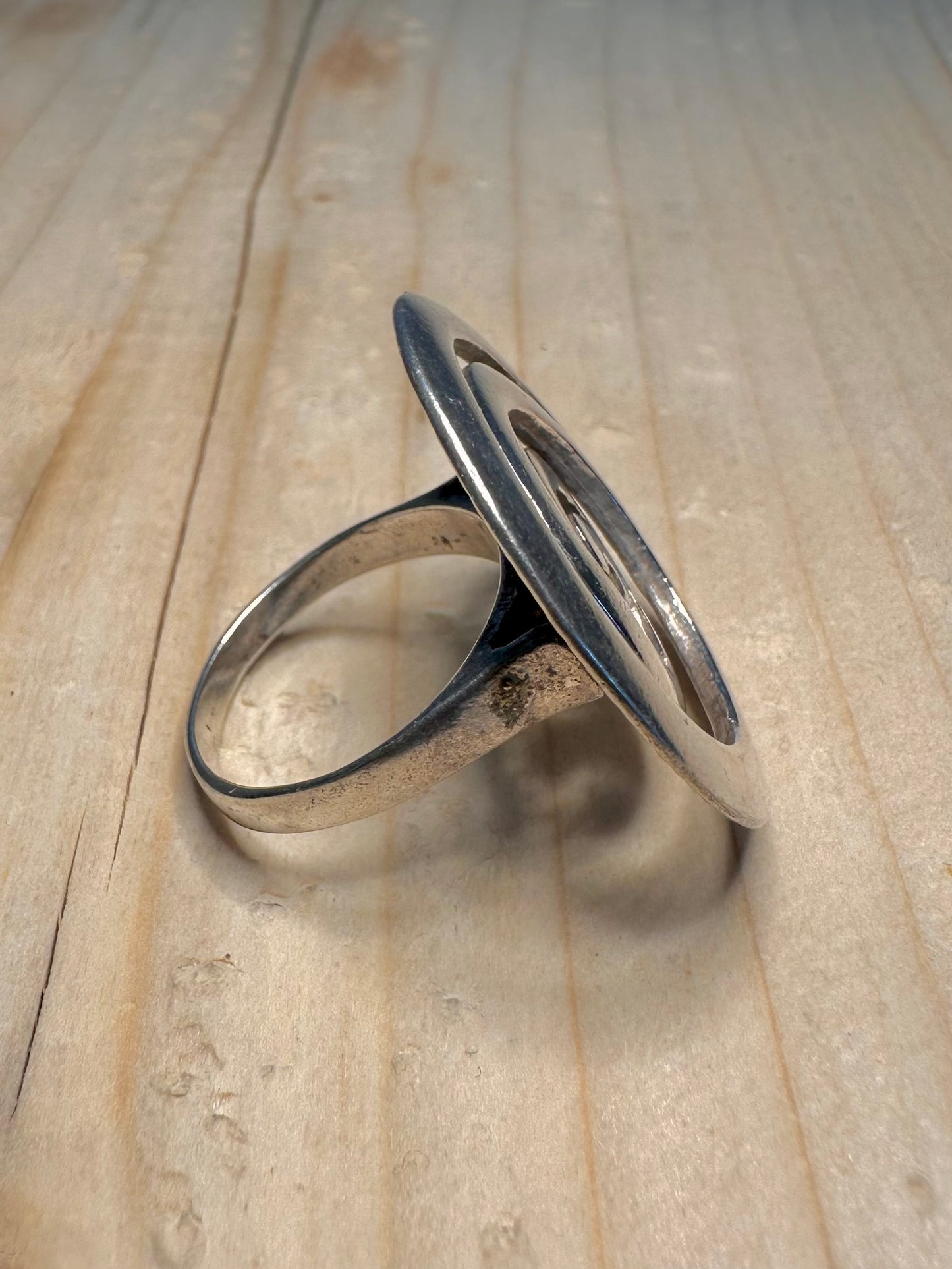 Large Spiral 925 Sterling Silver Size Q Ring