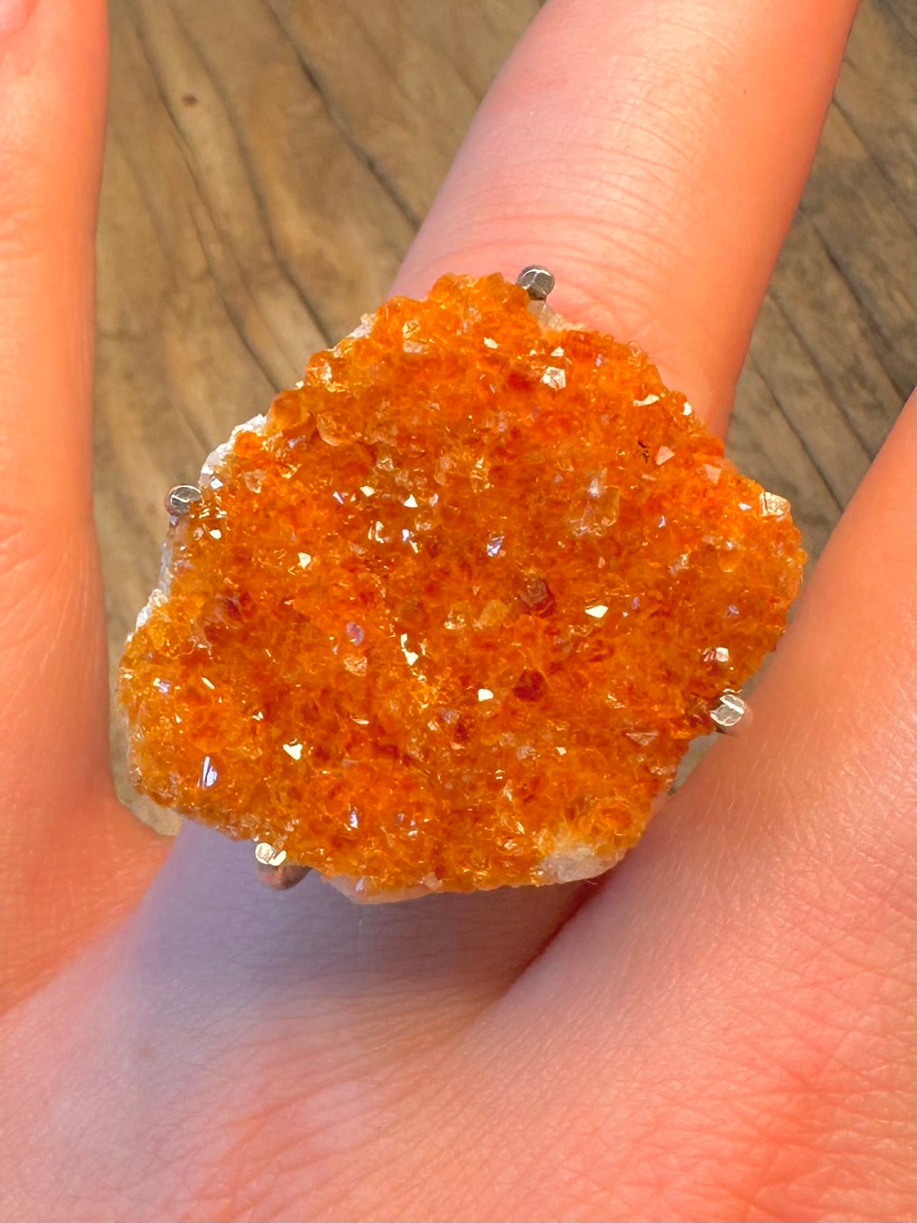 Citrine Crystal 925 Sterling Silver Size Q1/2 Ring