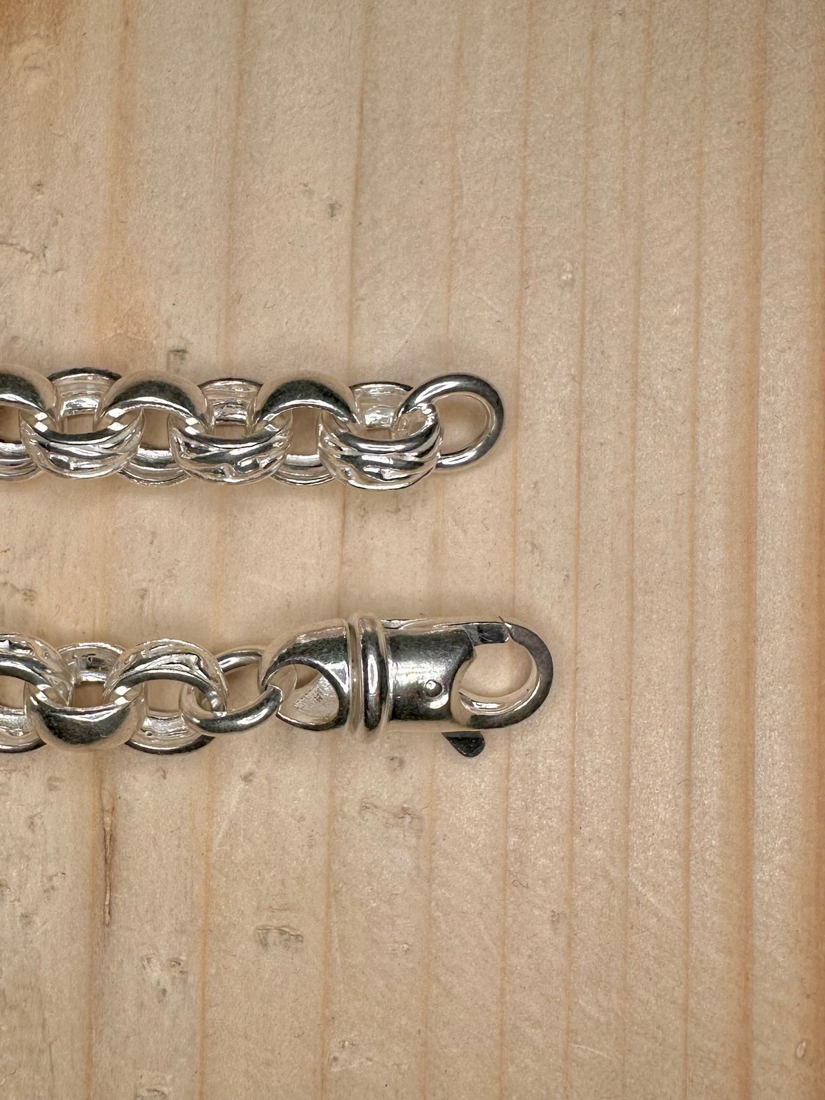 Chunky Patterned Belcher Link 925 Sterling Silver 7.25 inch Bracelet