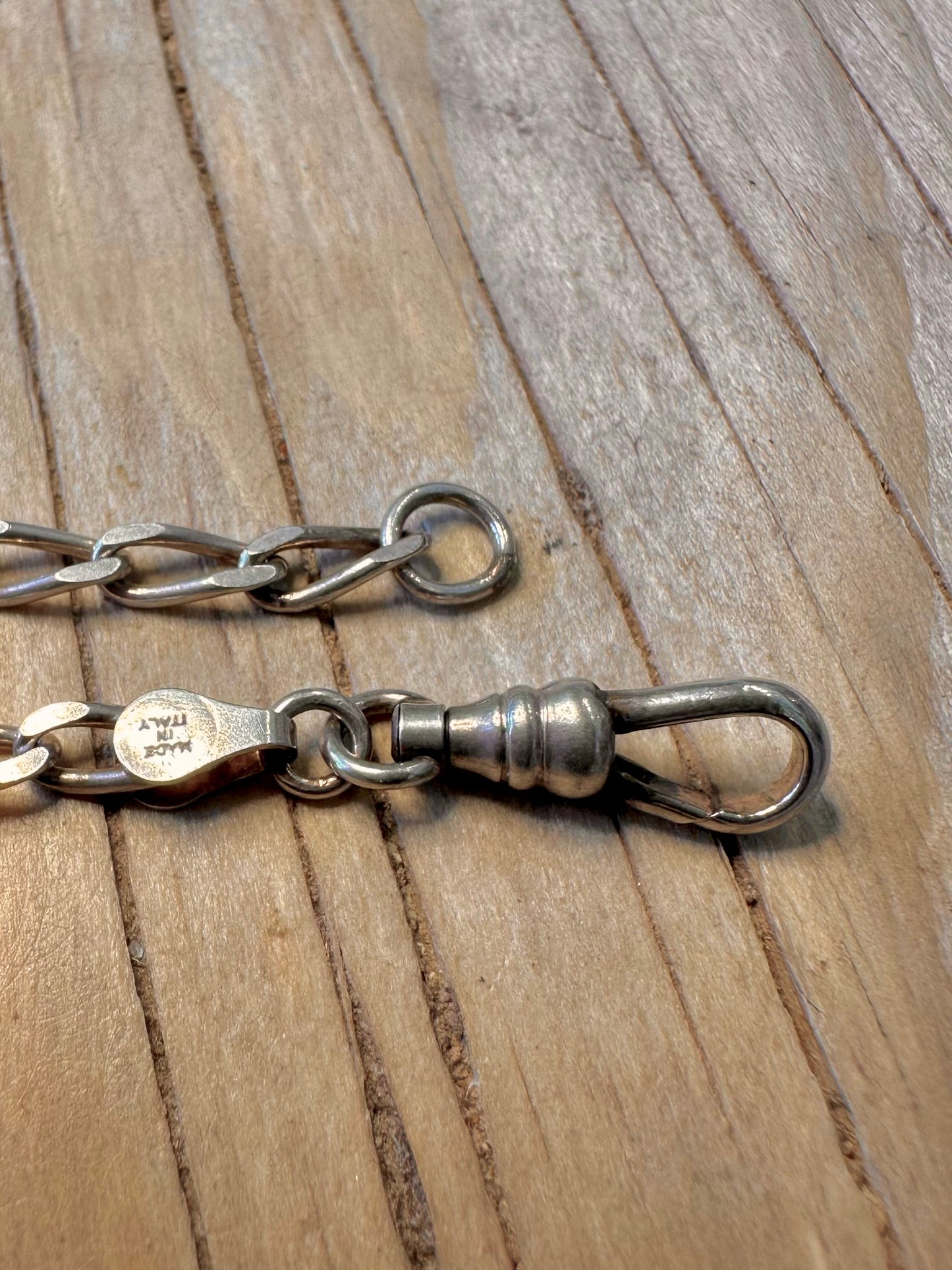 Vintage Long Curb Link T Bar Albert Clasp 925 Silver Italian 16.5 inch Necklace