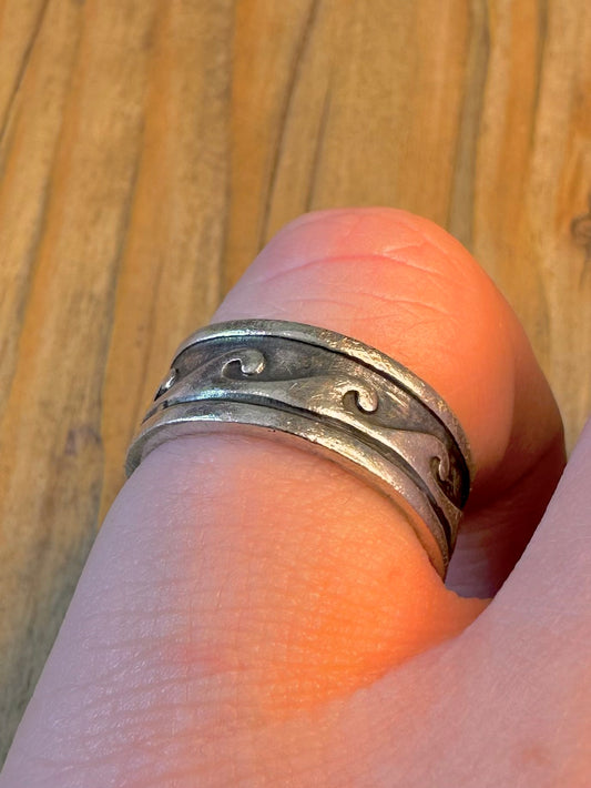 Wave Band Mexico 925 Sterling Silver Size L Ring