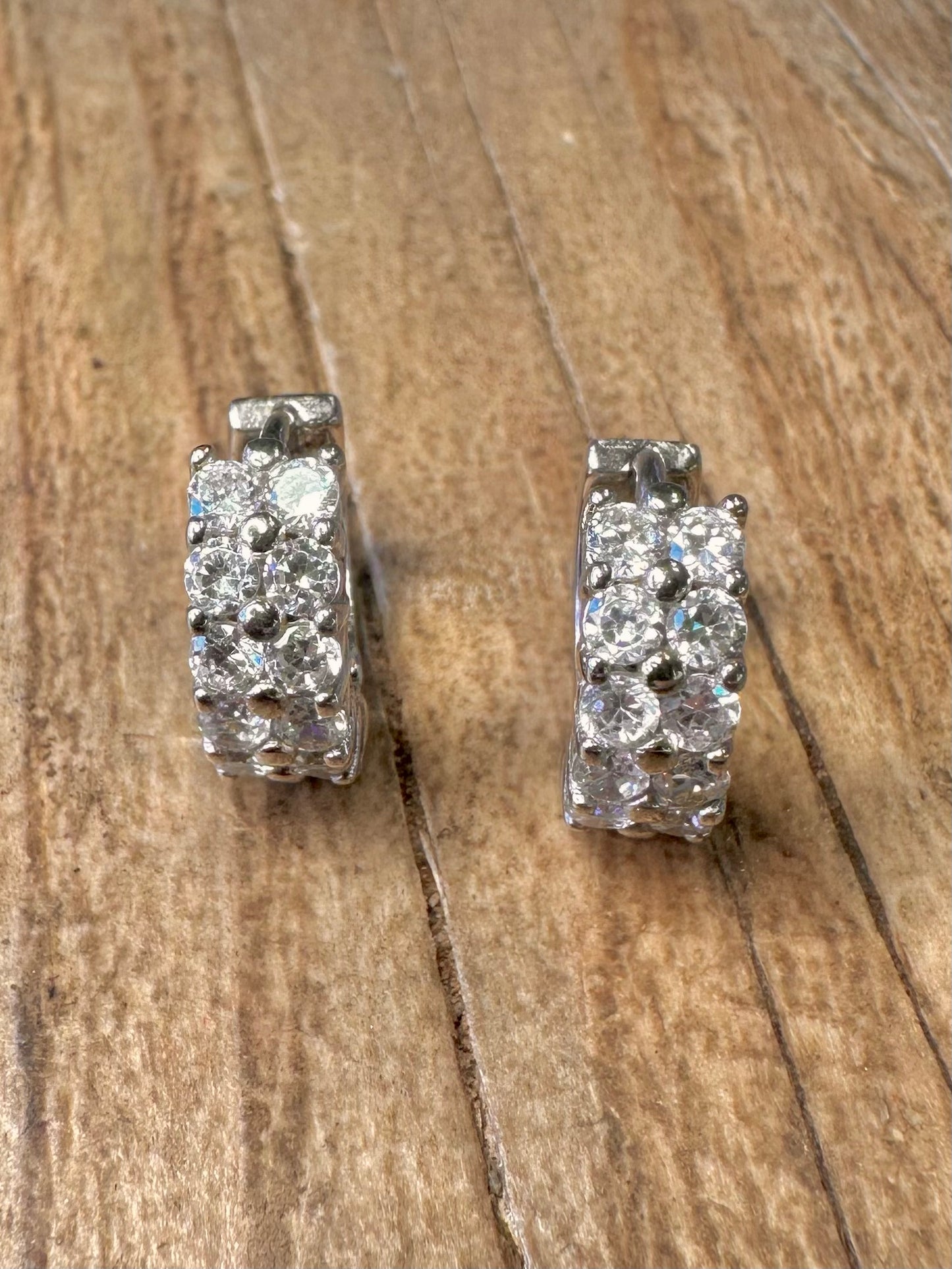 Moderne CZ Chunky Creolen 925 Sterling Silber Ohrringe