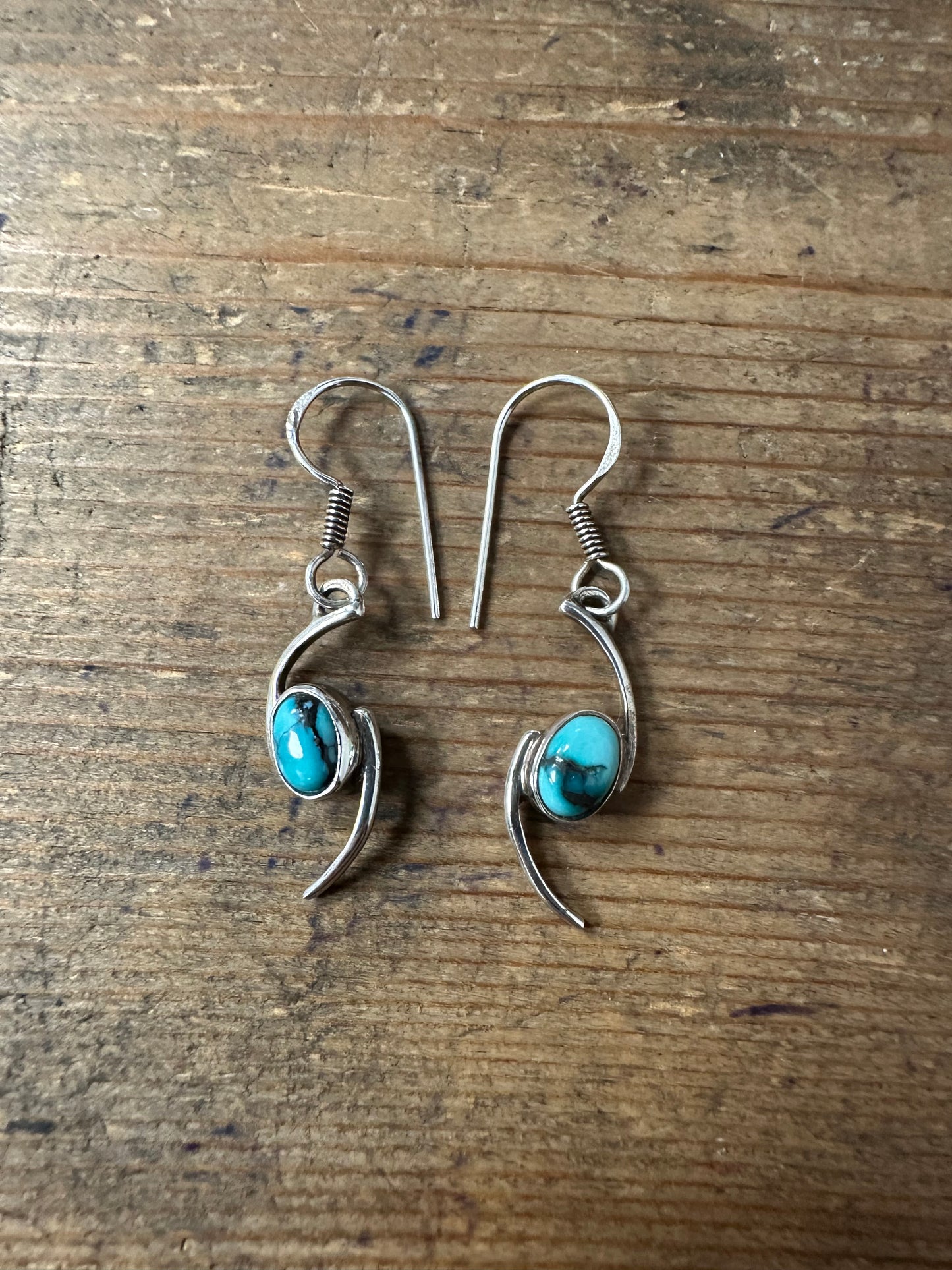 Abstract Turquoise 925 Silver Earrings