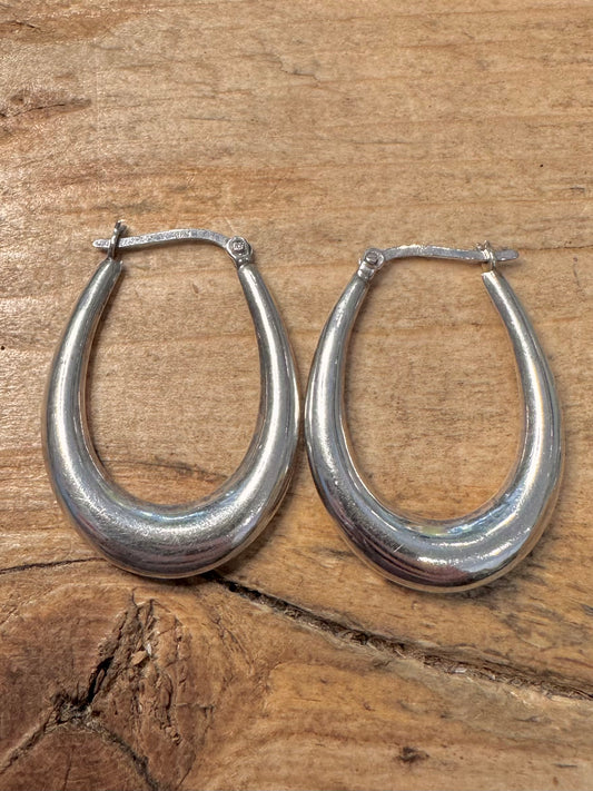 Vintage Creole Hoops 925 Silver Earrings
