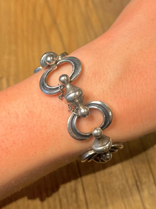 Vintage UNOAERRE Unique Chain Hook Clasp 925 Sterling Silver 7.5 inch Bracelet