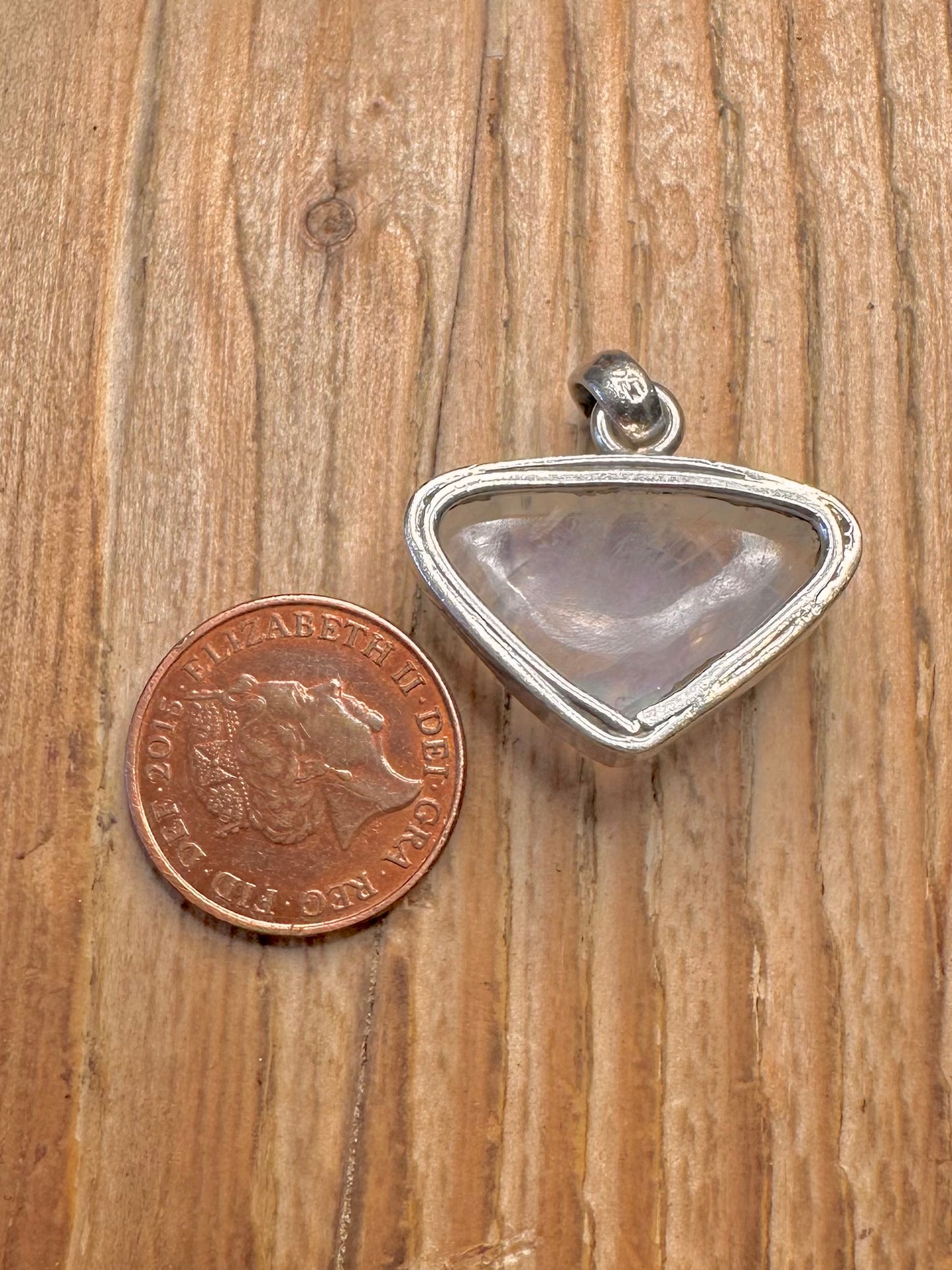 Vintage Moonstone Triangle 925 Sterling Silver Pendant