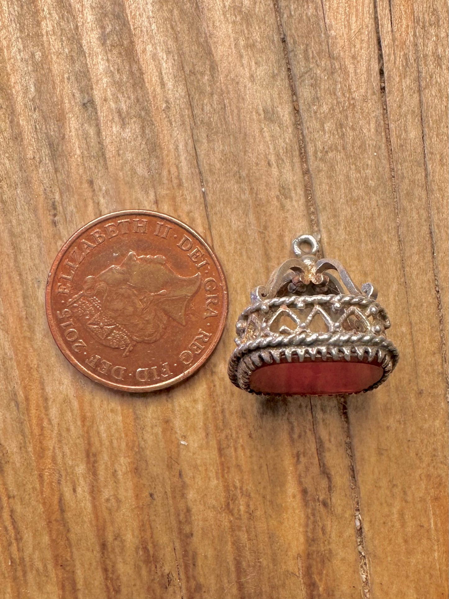 Vintage Victorian Carnelian Fob 925 Sterling Silver Charm Pendant