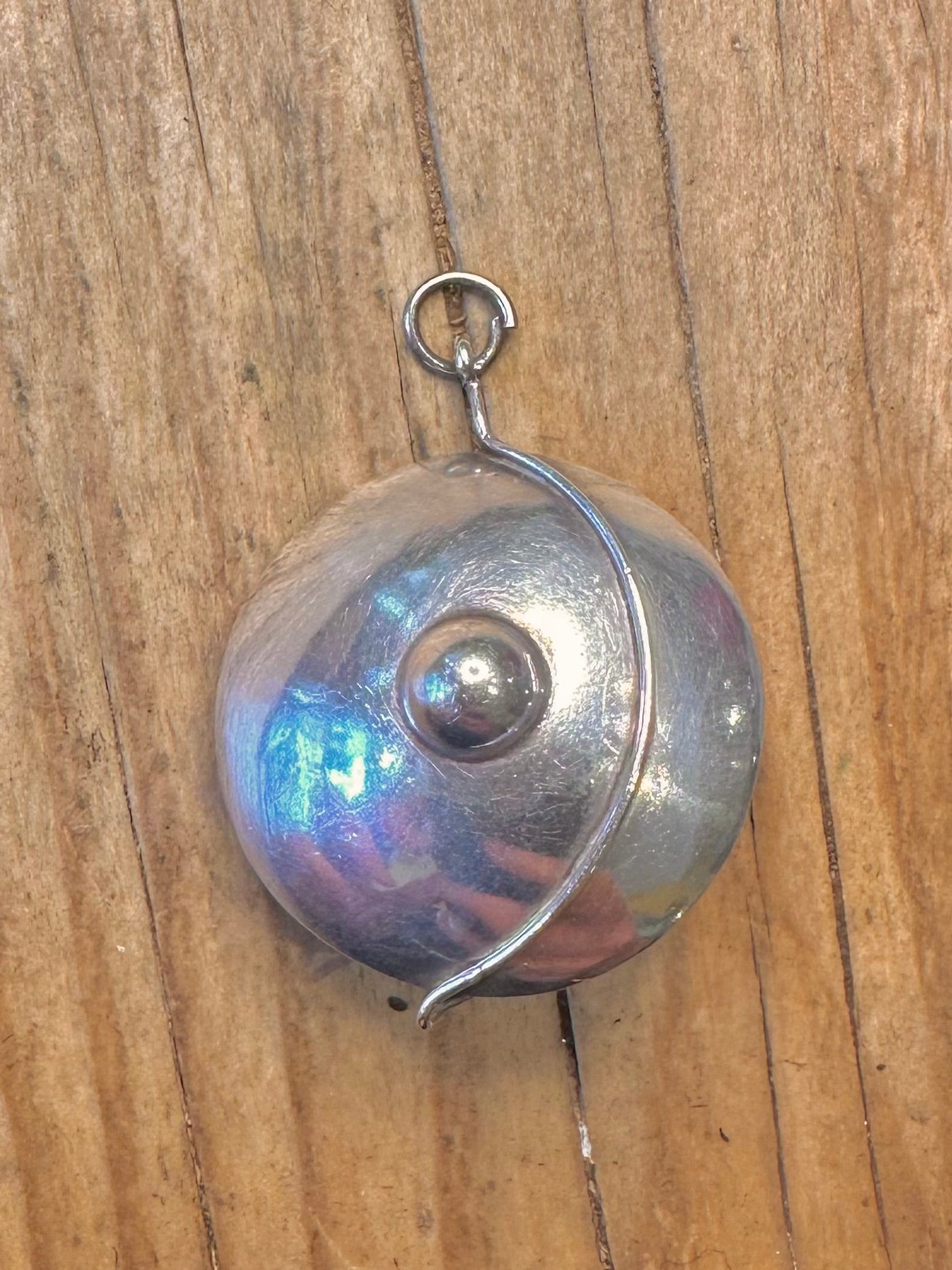 Abstrakter runder Punkt und Linie Anhänger aus 925er Sterlingsilber