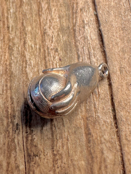 Vintage Hand Holding Ball with Racket inside 925 Sterling Silver Charm Pendant