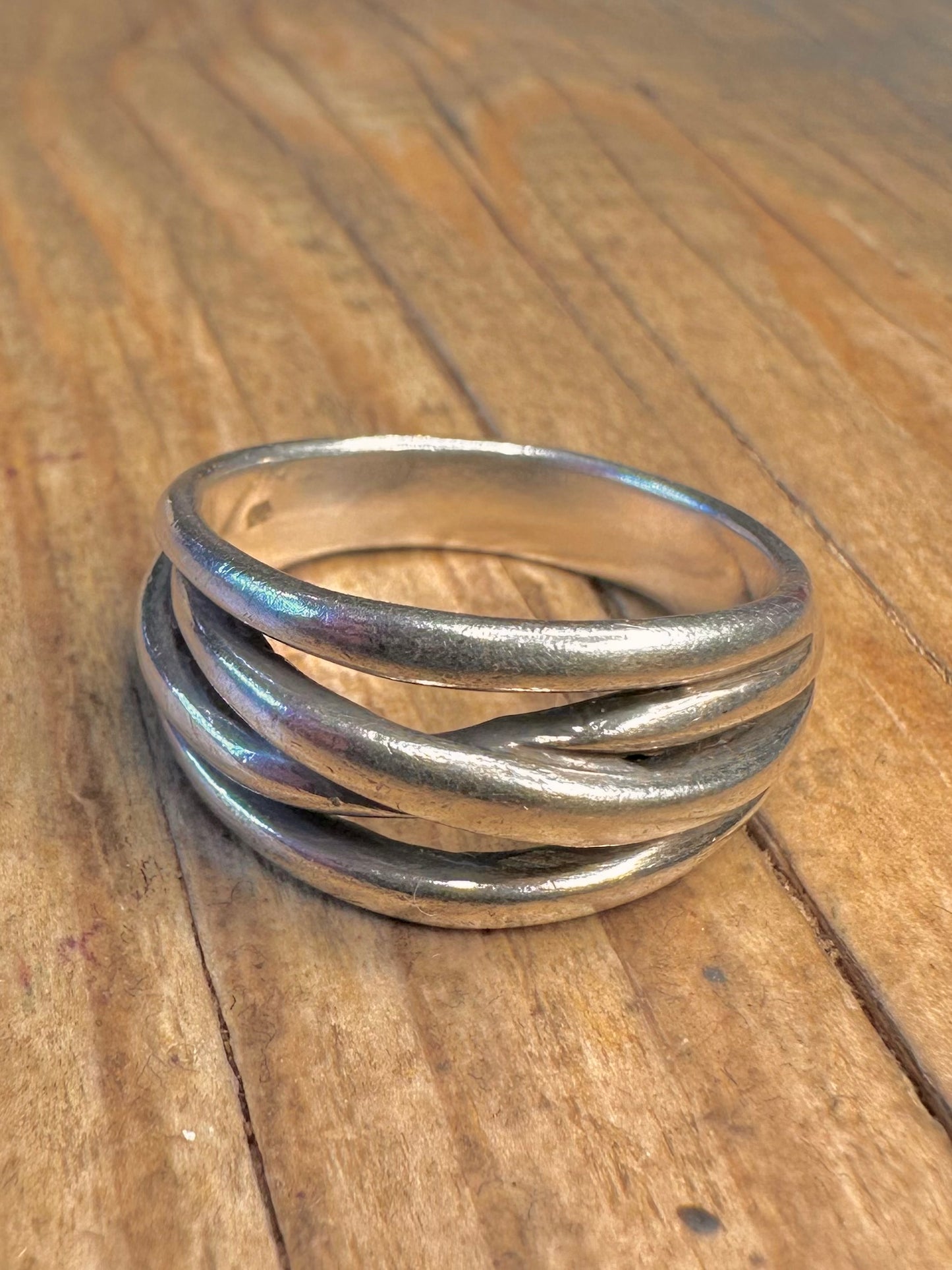 Abstract Layer Style 925 Sterling Silver Size W1/2 Ring