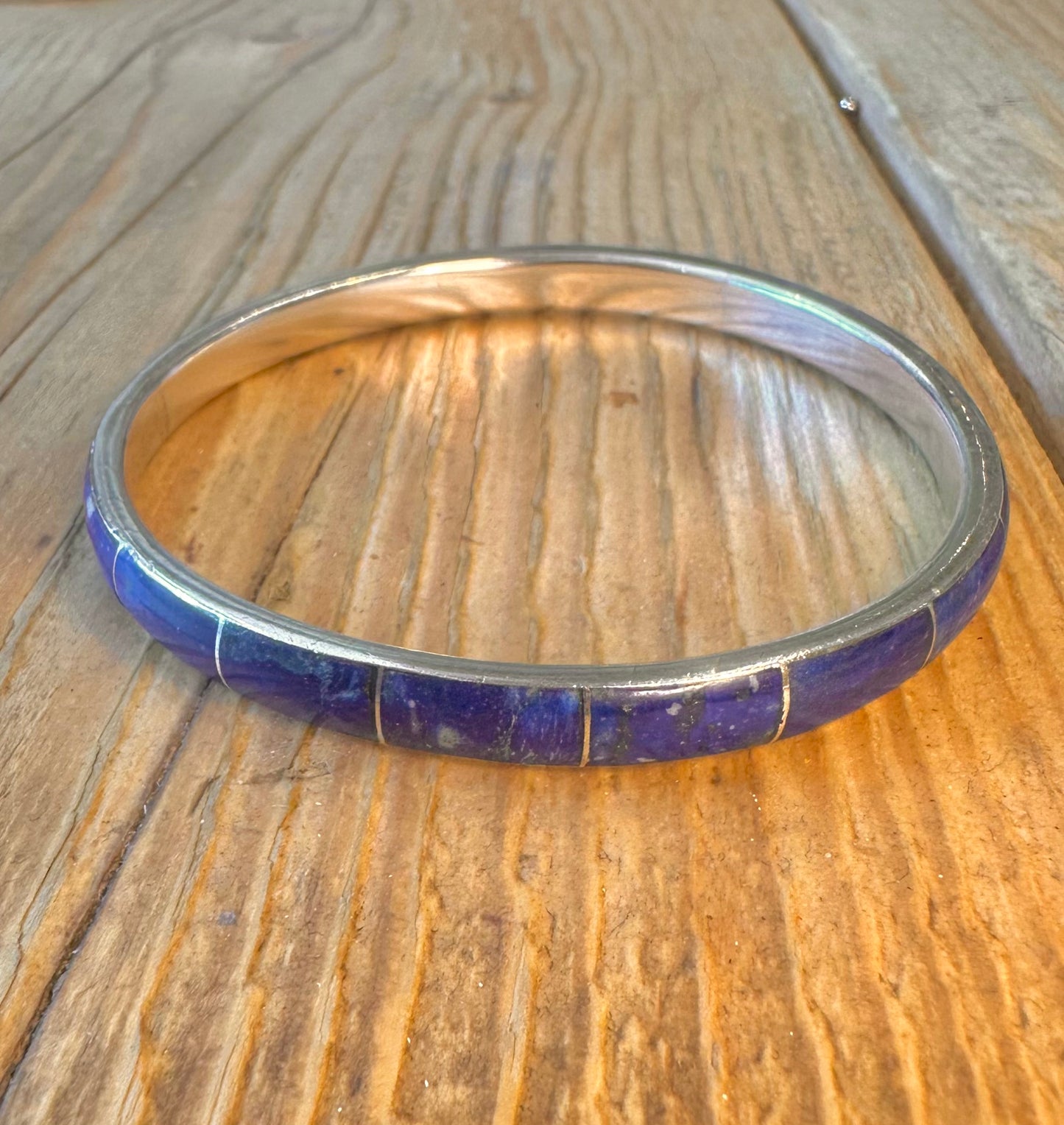 Lapis Inlay 950 Silver Bangle