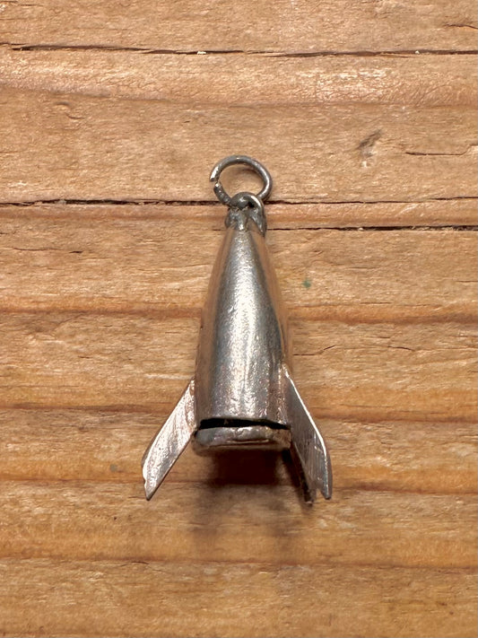 Vintage Rocket Ship Opening Bottom 925 Sterling Silver Charm Pendant