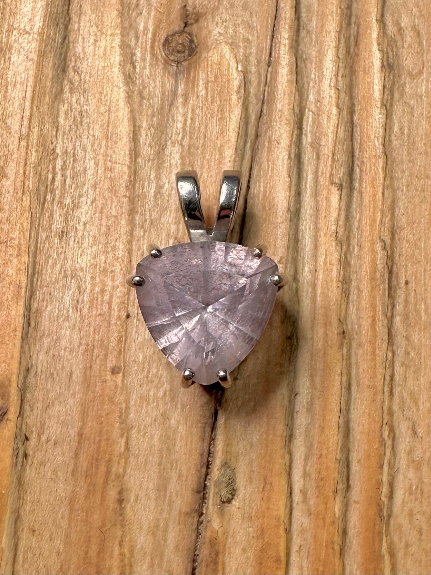 Vintage Amethyst Dreieck 925 Sterling Silber Anhänger