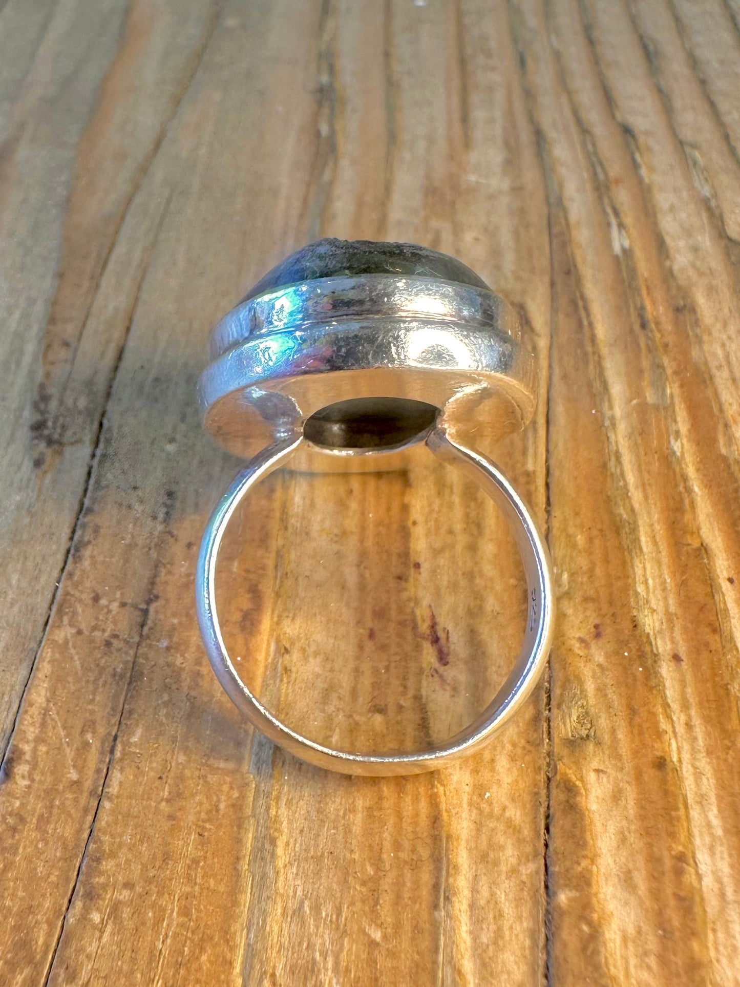 Large Oval Drusy Purple 925 Sterling Silver Size S Ring