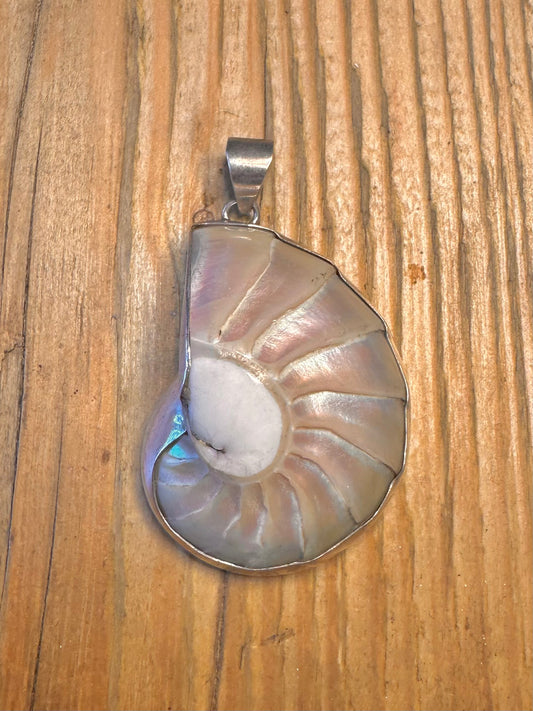 Nautilus Large Shell 925 Sterling Silver Pendant