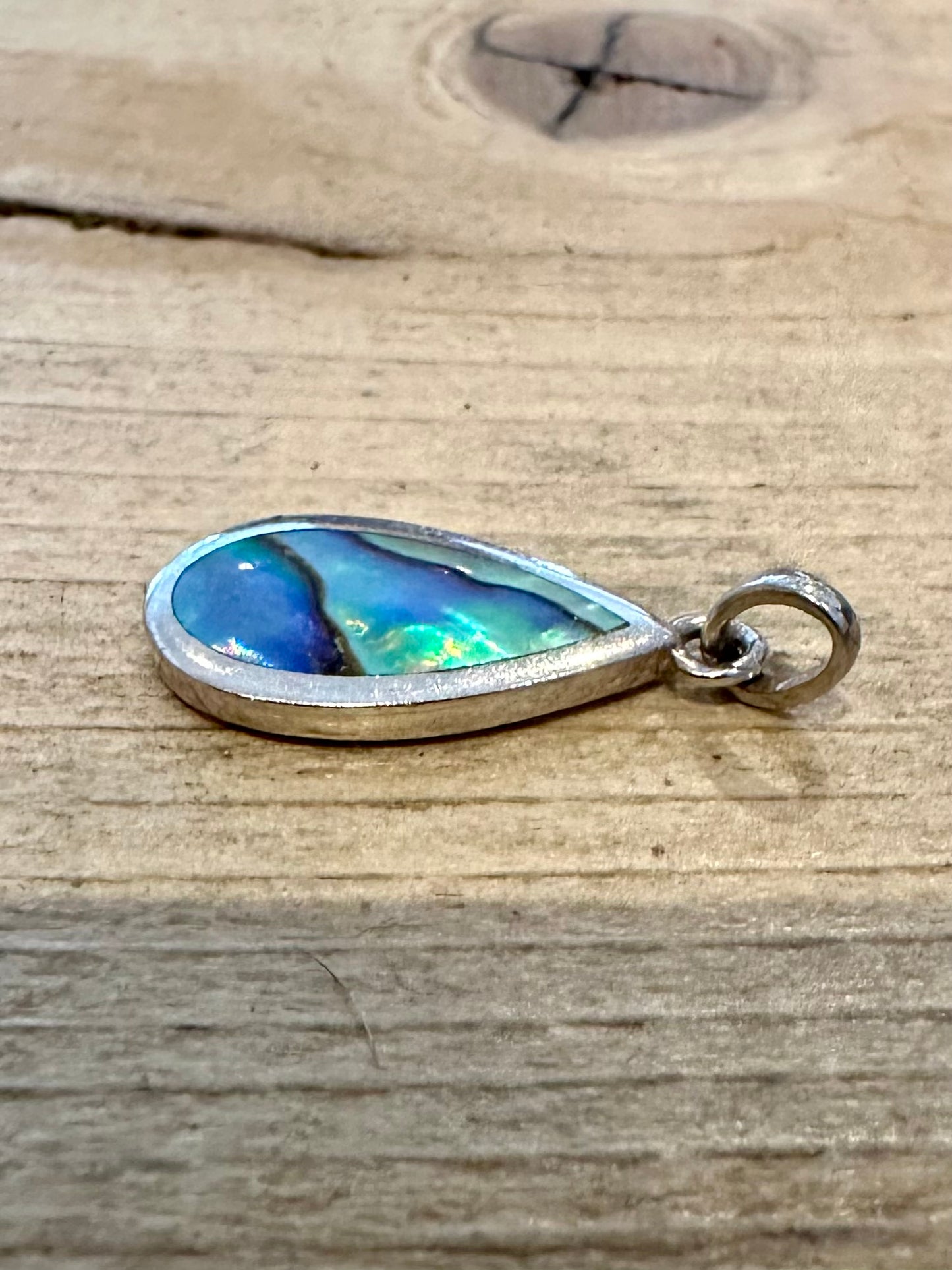 Vintage Abalone Tear Drop 925 Silver Pendant