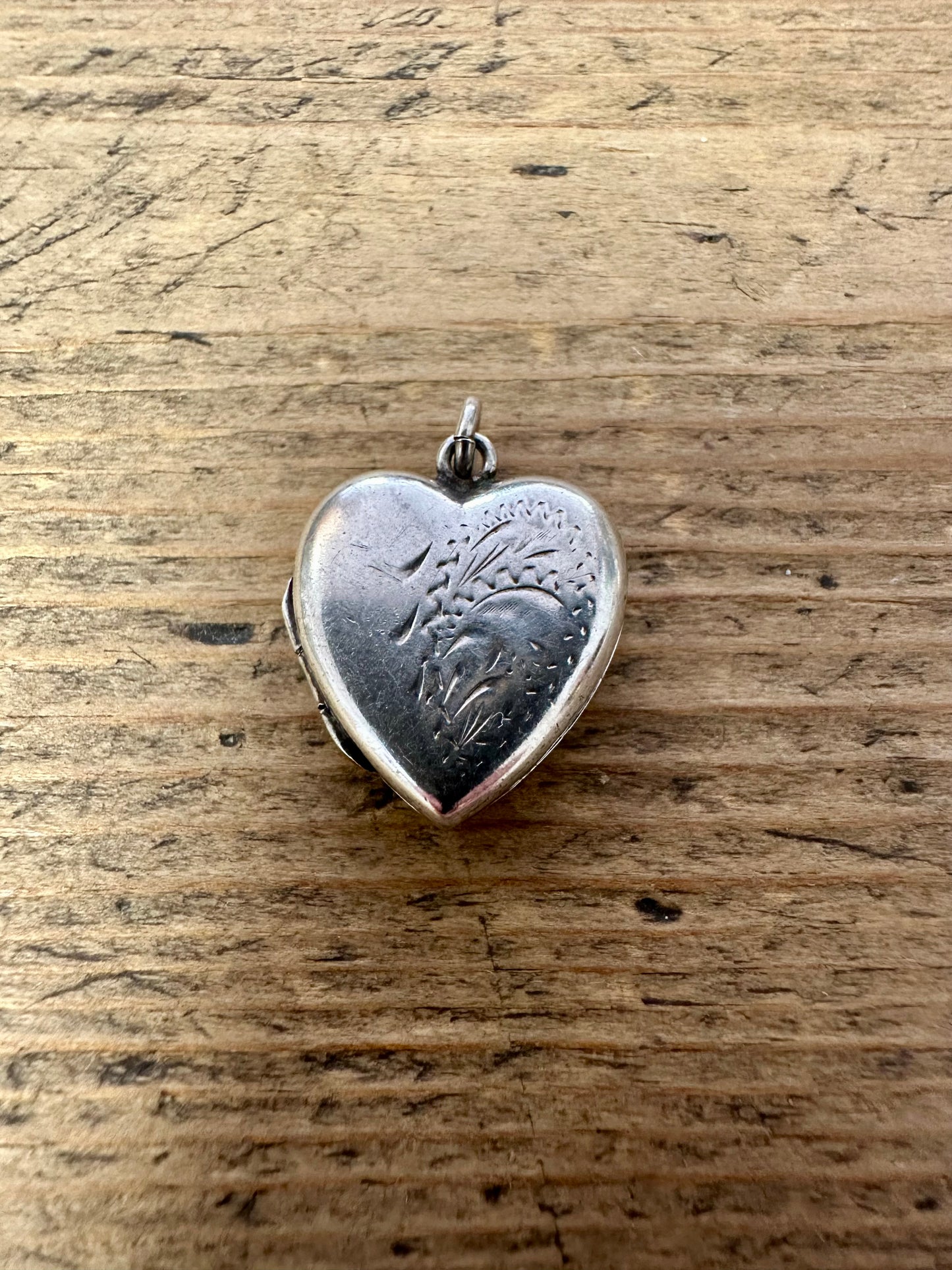 Vintage Heart Engraved Locket 925 Silver Pendant