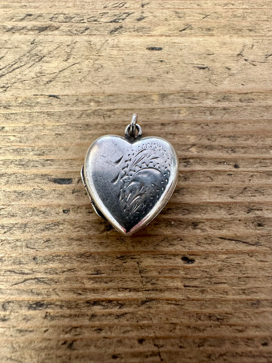 Vintage Heart Engraved Locket 925 Silver Pendant