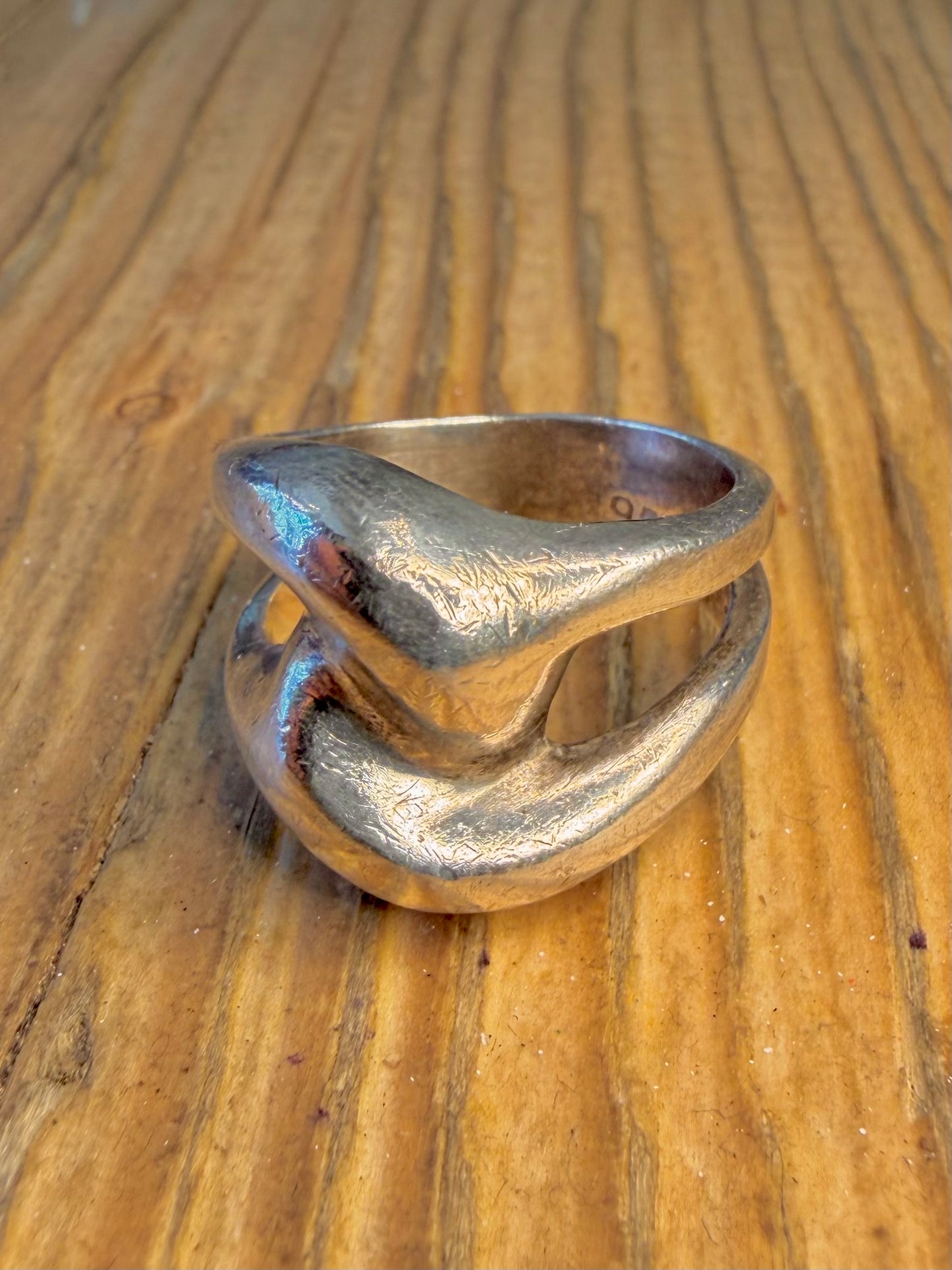 Abstract Overlapping 925 Sterling Silver Size Q1/2 Ring